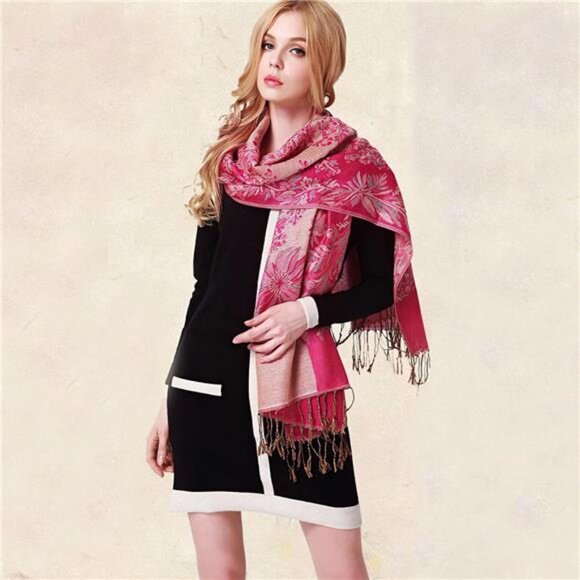 Silky Paisley Pashmina Shawl Scarf-Women's Soft Double-side Jacquard - Picture 5 of 6